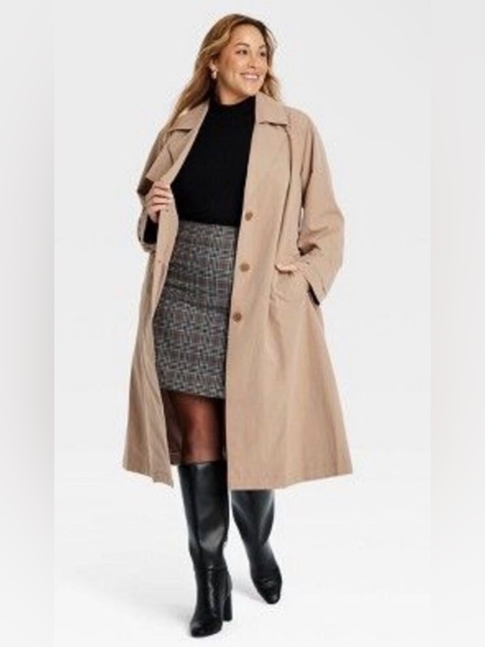 Ava & Viv Tan Lightweight Trench Coat, Size 1X - NWT - Picture 2 of 10